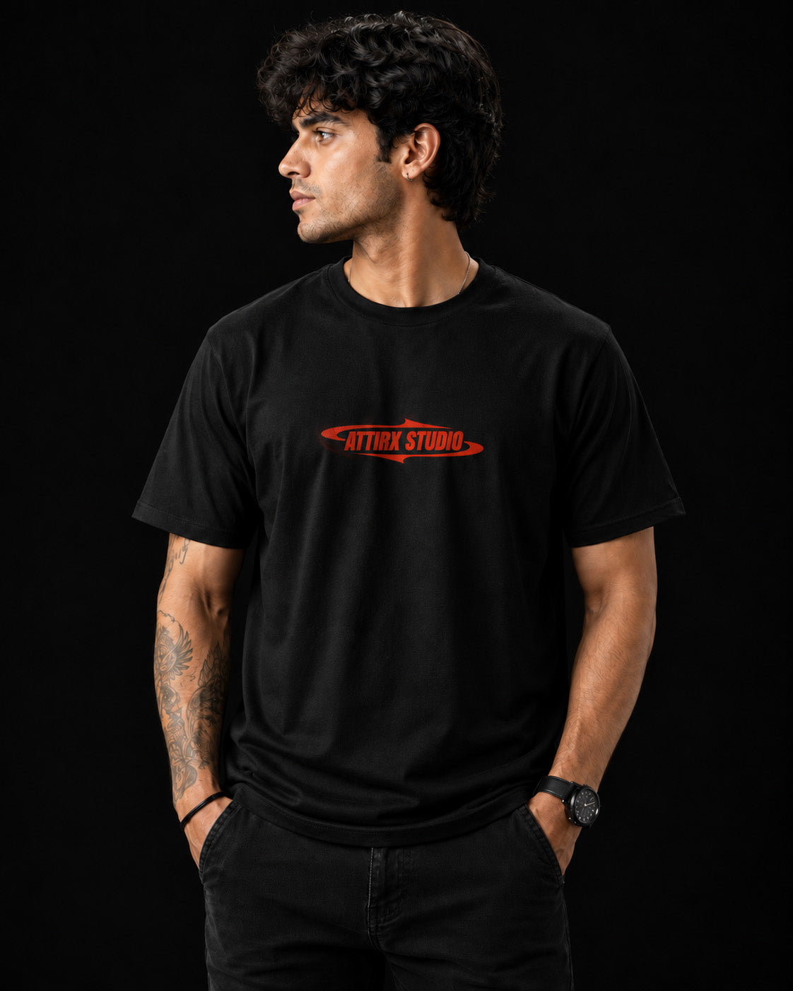 Attirx Studio Crimson Crab Stamp Oversized T-Shirt