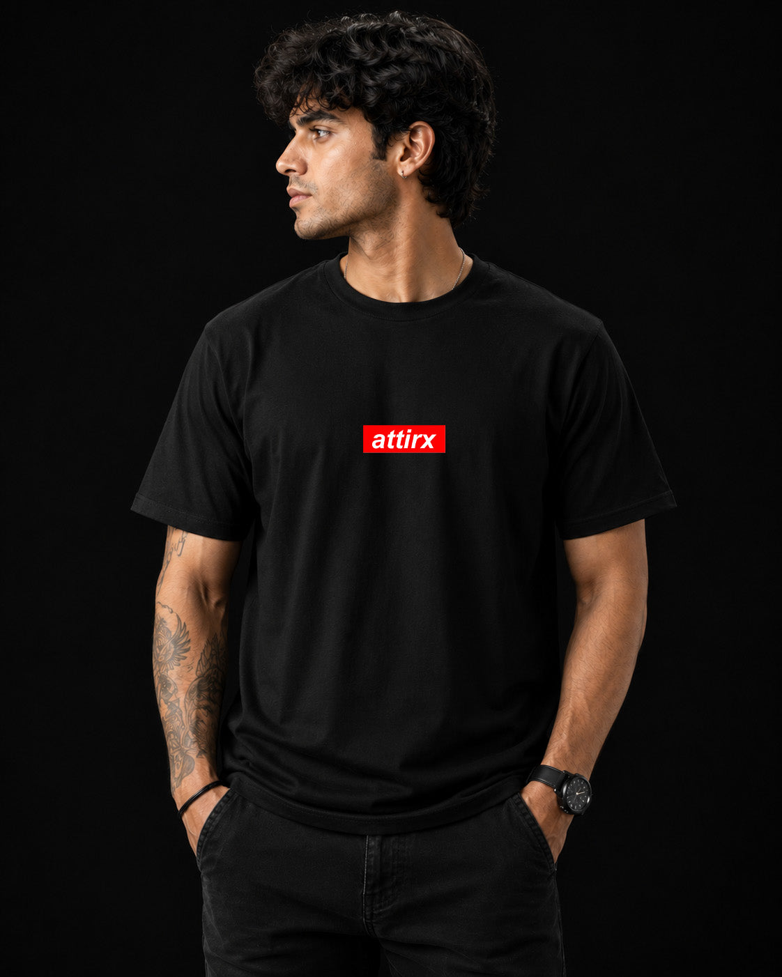 Attirx Classic Logo Black Oversized T-Shirt