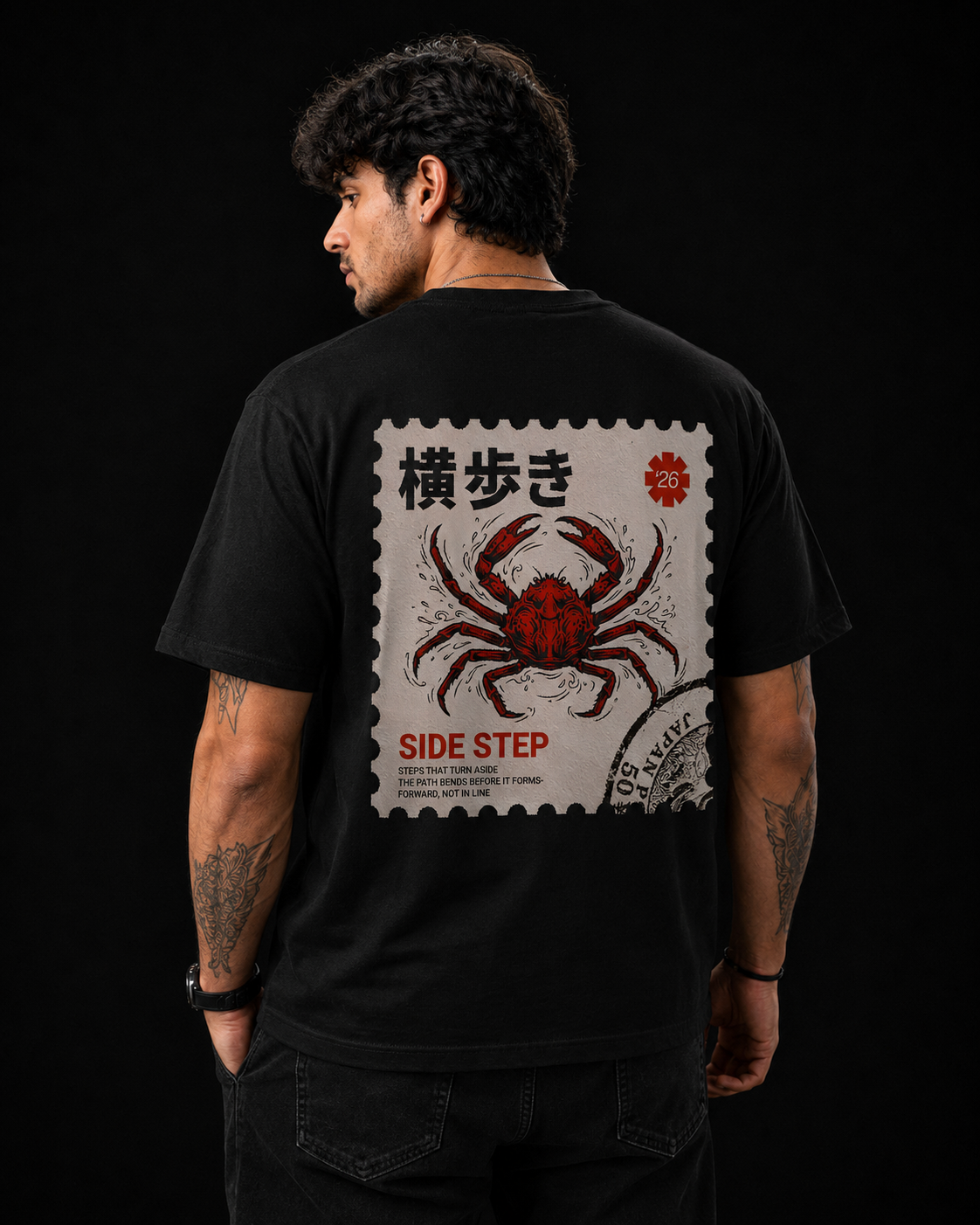 Attirx Studio Crimson Crab Stamp Oversized T-Shirt