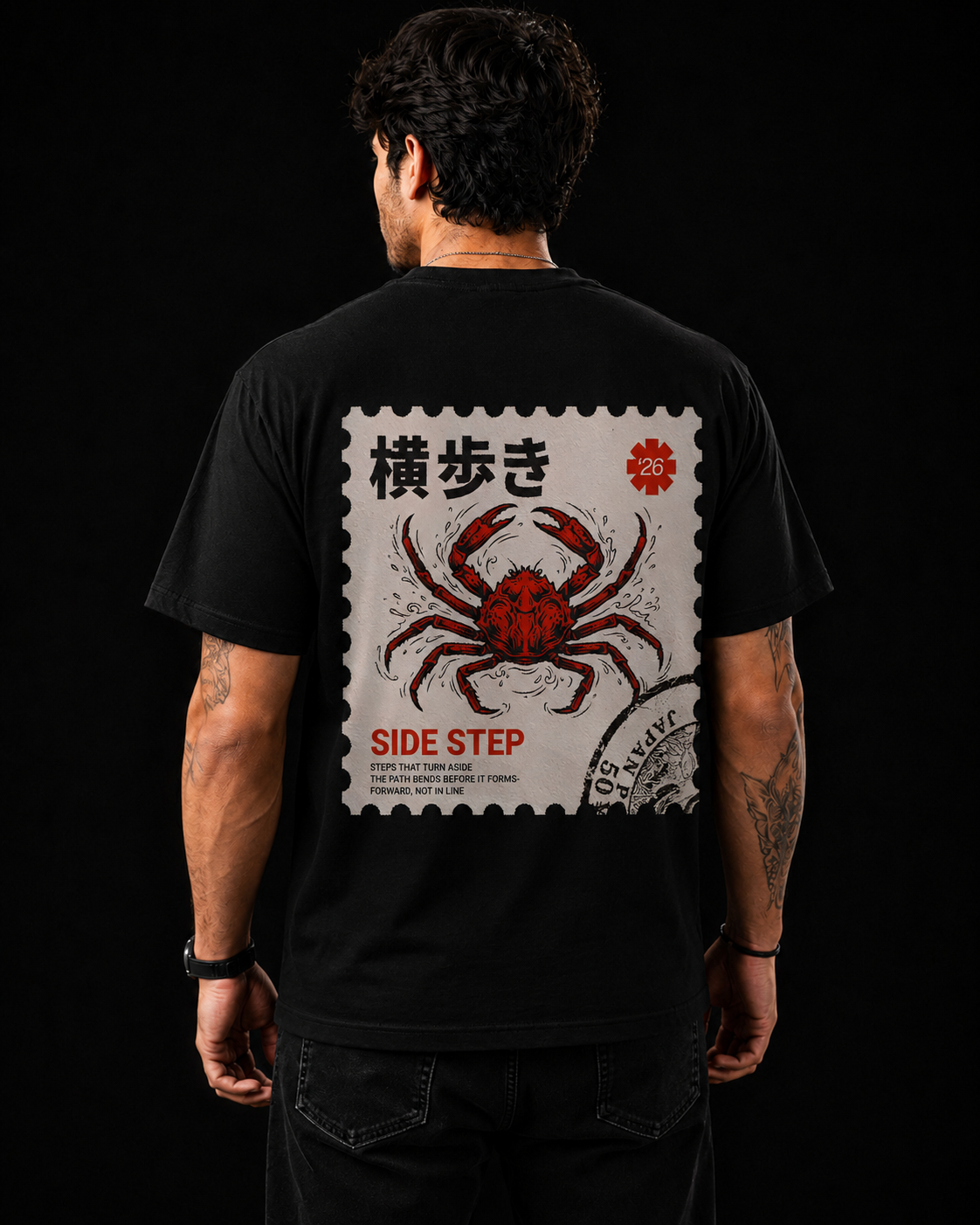 Attirx Studio Crimson Crab Stamp Oversized T-Shirt