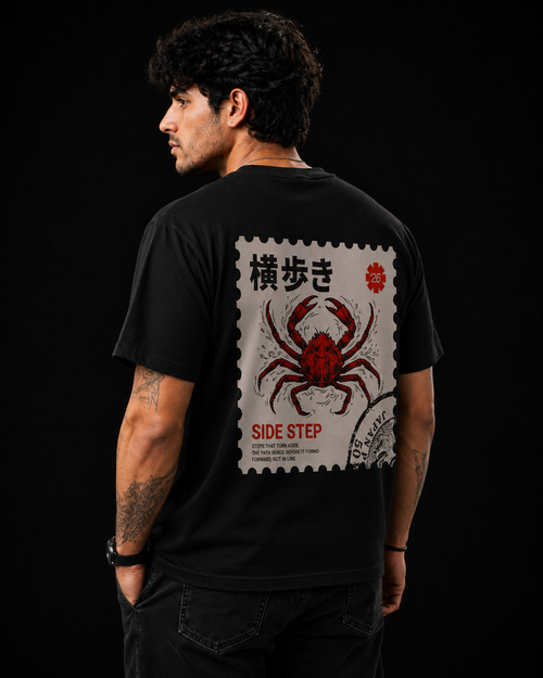 Attirx Studio Crimson Crab Stamp Oversized T-Shirt